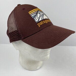 Patagonia Trucker Hat Adult Snapback Embroidered Mountain Mesh Back Brown